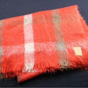 Vintage 1950's Hudson's Bay Mohair Red Plaid Throw Blanket Made in Scotland Cozy